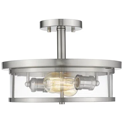 Z-lite Savannah By  Brushed Nickel 2 Light Semi Flush Mount