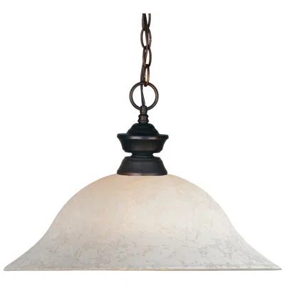 Z-lite Sawyer 16"w Olde Bronze Pendant Light With White Mottle Glass
