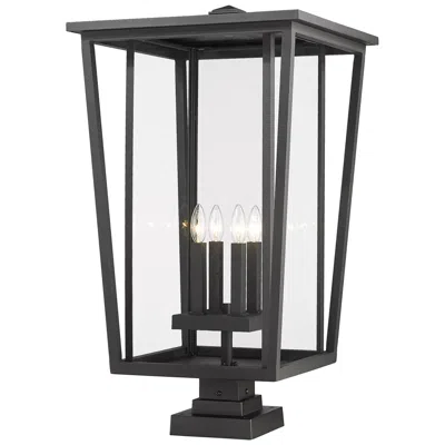 Z-lite Seoul 32" High Black And Clear Glass Outdoor Pier Light