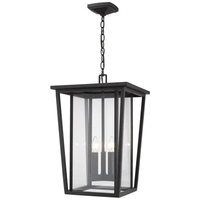 Z-lite Seoul By  Rubbed Bronze 14 Inch 3 Light Outdoor Chain Mount Fixture