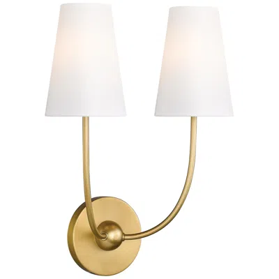 Z-lite Shannon 17" High 2-light Rubbed Brass White Shade Wall Sconce