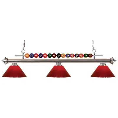 Z-lite Shark By  Brushed Nickel 3 Light Billiard Light