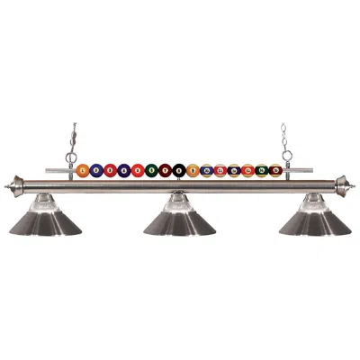Z-lite Shark By  Brushed Nickel 3 Light Billiard Light
