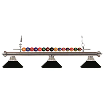 Z-lite Shark By  Brushed Nickel 3 Light Billiard Light