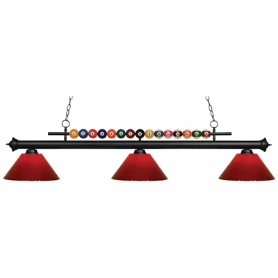Z-lite Shark By  Matte Black 3 Light Billiard Light