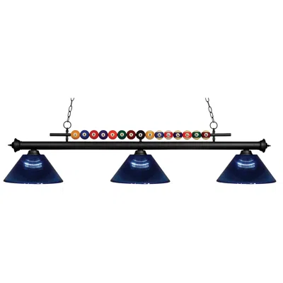 Z-lite Shark By  Matte Black 3 Light Billiard Light