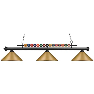 Z-lite Shark By  Matte Black 3 Light Billiard Light