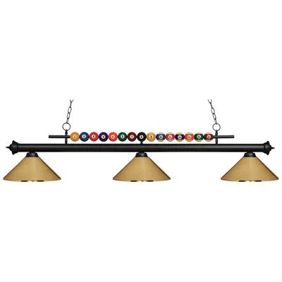 Z-lite Shark By  Matte Black 3 Light Billiard Light
