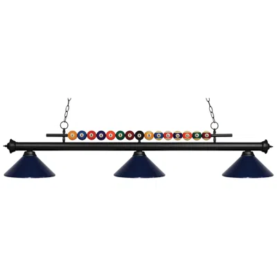 Z-lite Shark By  Matte Black 3 Light Billiard Light