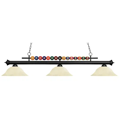 Z-lite Shark By  Matte Black 3 Light Billiard Light