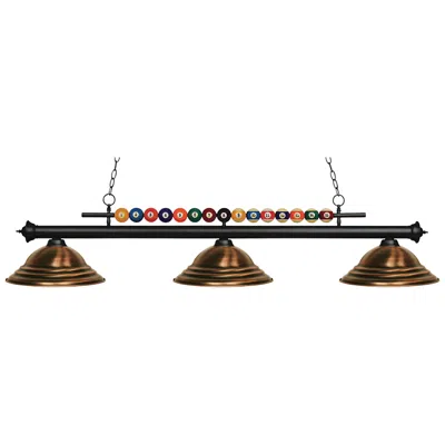 Z-lite Shark By  Matte Black 3 Light Billiard Light