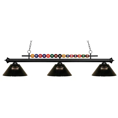 Z-lite Shark By  Matte Black 3 Light Billiard Light