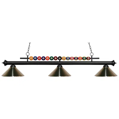 Z-lite Shark By  Matte Black 3 Light Billiard Light