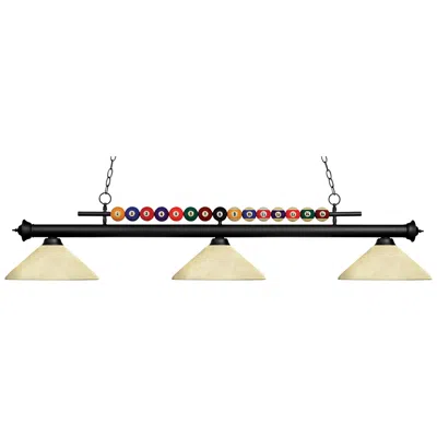 Z-lite Shark By  Matte Black 3 Light Billiard Light
