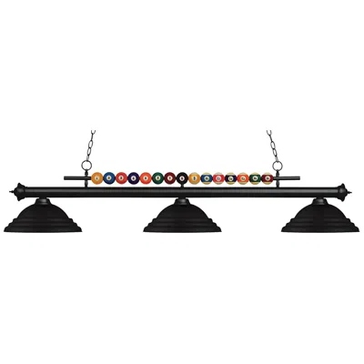 Z-lite Shark By  Matte Black 3 Light Billiard Light