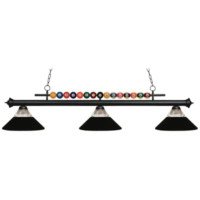 Z-lite Shark By  Matte Black 3 Light Billiard Light