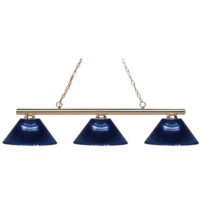 Z-lite Sharp Shooter 48" Brass And Blue 3-light Billiard Light
