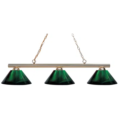 Z-lite Sharp Shooter 48" Brass And Green 3-light Billiard Light