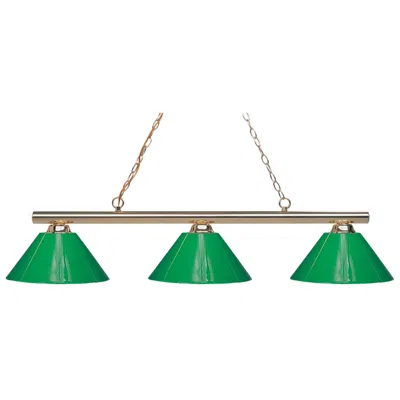 Z-lite Sharp Shooter 48" Brass And Green 3-light Billiard Light