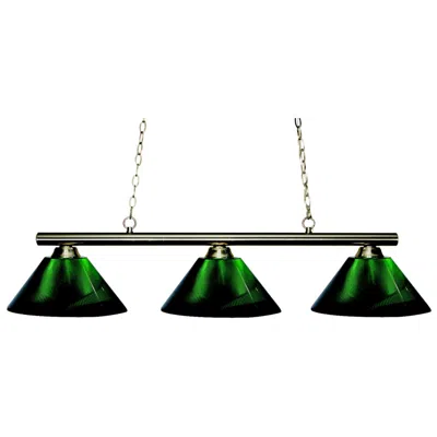 Z-lite Sharp Shooter 48" Wide Nickel And Green 3-light Billiard Light