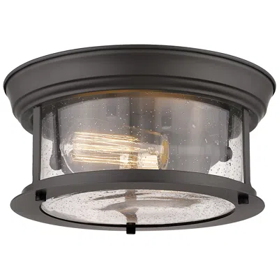 Z-lite Sonna 11" Wide Bronze Seeded Glass Flush Mount Ceiling Light