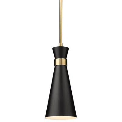 Z-lite Soriano 5 1/2" Wide Modern Matte Black And Brass Mini-pendant