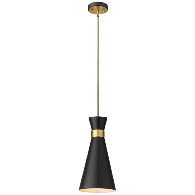 Z-lite Soriano 8" Wide Heritage Brass And Matte Black Mini Pendant