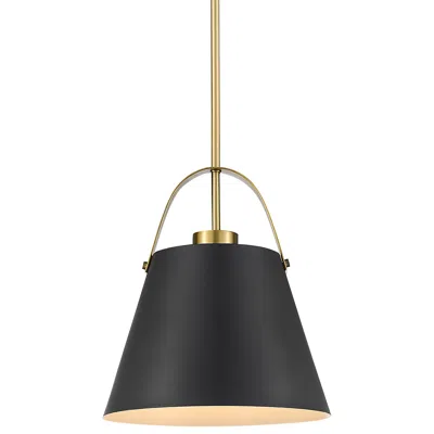 Z-lite Studio 12.5" Wide Matte Black And Heritage Brass Modern Pendant