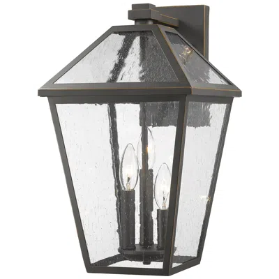 Z-lite Talbot 17.5" High Bronze And Seeded Glass 3-light Outdoor Light