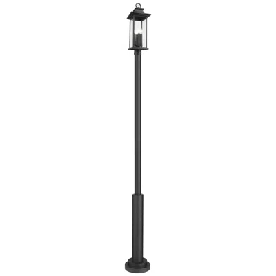 Z-lite Tiberius 120" High Black Outdoor Post Light With Base
