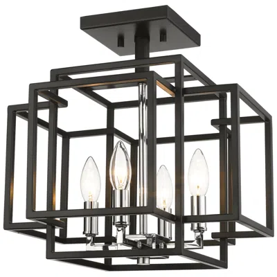 Z-lite Titania 14" Wide Black And Chrome 4-light Ceiling Light