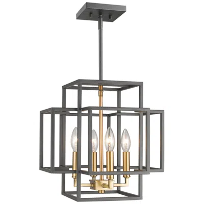 Z-lite Titania 14" Wide Bronze And Brass 4-light Cube Pendant