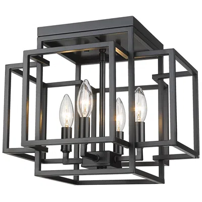 Z-lite Titania 14" Wide Matte Black 4-light Ceiling Light