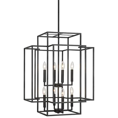 Z-lite Titania 22" Wide Matte Black Metal 8-light 2-tier Pendant