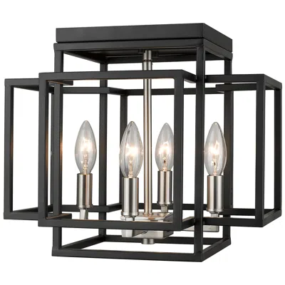 Z-lite Titania By  Black + Brushed Nickel 14 Inch 4 Light Flush Mount