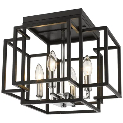 Z-lite Titania By  Black + Chrome 14 Inch 4 Light Flush Mount