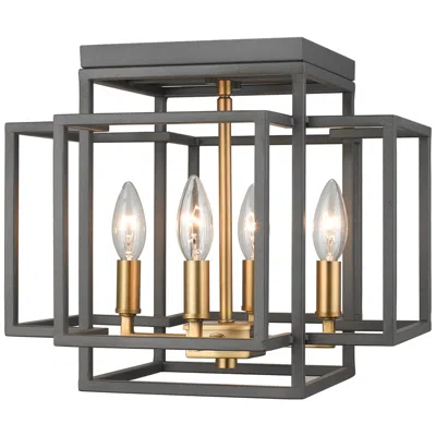 Z-lite Titania By  Bronze + Olde Brass 14 Inch 4 Light Flush Mount