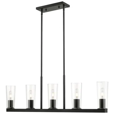 Z-lite Titus By  Matte Black 5 Inch 5 Light Linear Chandelier