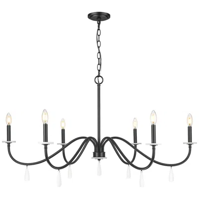 Z-lite Toussant By  45 Inch Matte Black 6 Light Chandelier