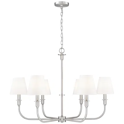 Z-lite Tova By  Brushed Nickel 6 Light Chandelier In White