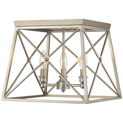 Z-lite Trestle By  Antique Silver 3 Light Flush Mount