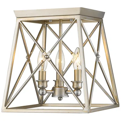 Z-lite Trestle By  Antique Silver 3 Light Flush Mount