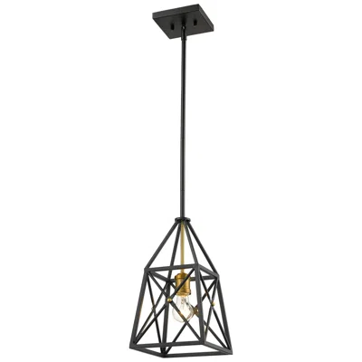 Z-lite Trestle By  Matte Black + Olde Brass 1 Light Mini Pendant