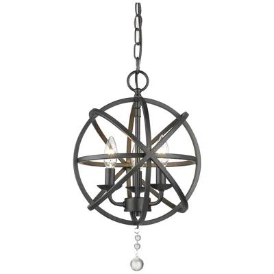 Z-lite Tull 12" Wide Matte Black 3-light Orb Chandelier