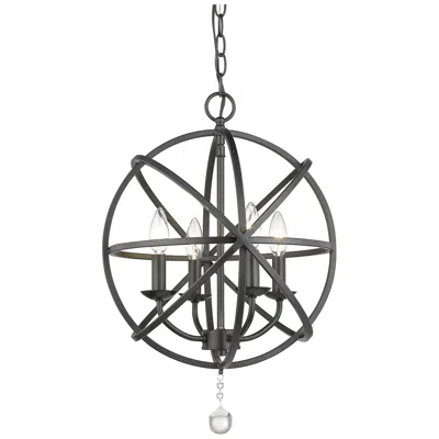 Z-lite Tull 16" Wide Matte Black 4-light Orb Chandelier