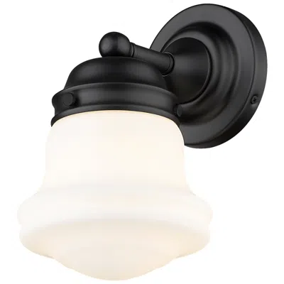 Z-lite Vaughn 9.5" High Black And Opal White Schoolhouse Wall Sconce