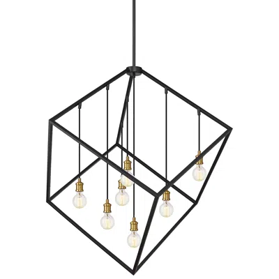 Z-lite Vertical 44" Wide 7-light Bronze - Olde Brass Geometric Pendant