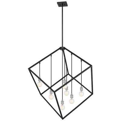 Z-lite Vertical 44" Wide Matte Black And Brushed Nickel 7-light Pendant