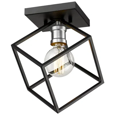 Z-lite Vertical By  Matte Black + Brushed Nickel 10 Inch 1 Light Flush Mount
