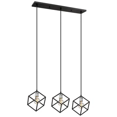 Z-lite Vertical By  Matte Black + Brushed Nickel 3 Light Island Pendant